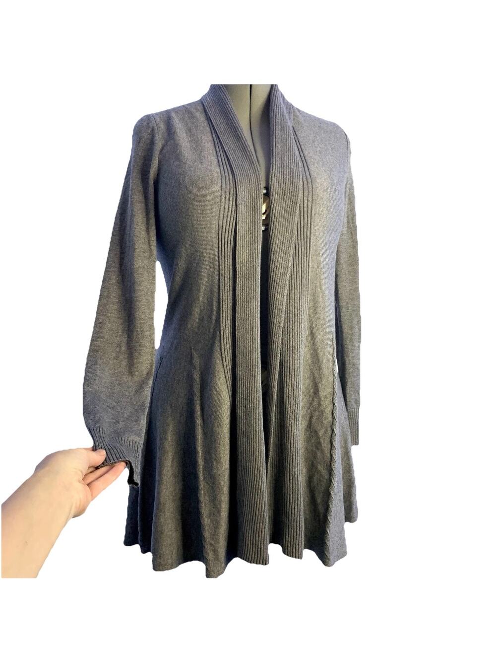 White House Black Market Long Gray Cardigan, Everyday Cozy Chic, Women’s Small